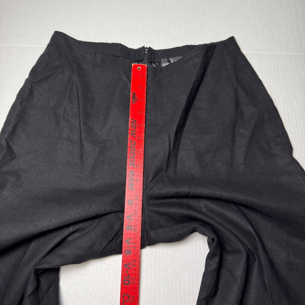 Black Linen Blend Embroidered Floral Capri Pants Boho Y2K Artsy Women's Size 10 - Picture 5 of 8